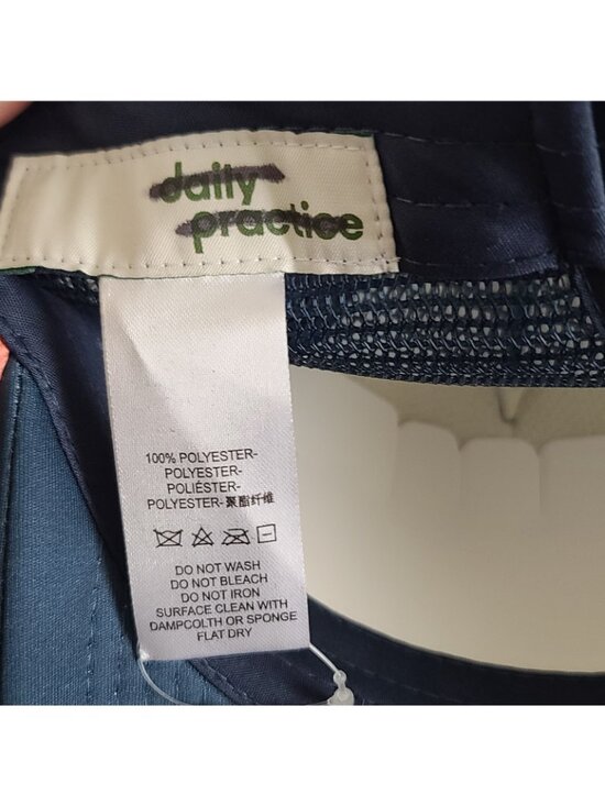 Anthropologie Daily Practice Trucker Hat Cap PLANKS NOW WINE LATER Navy NWOT main image 4